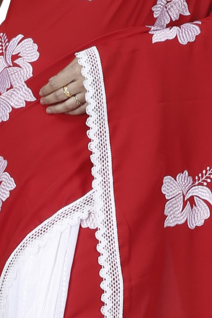 Red White Pure Cotton Teru Hand Loom Saree (1259)